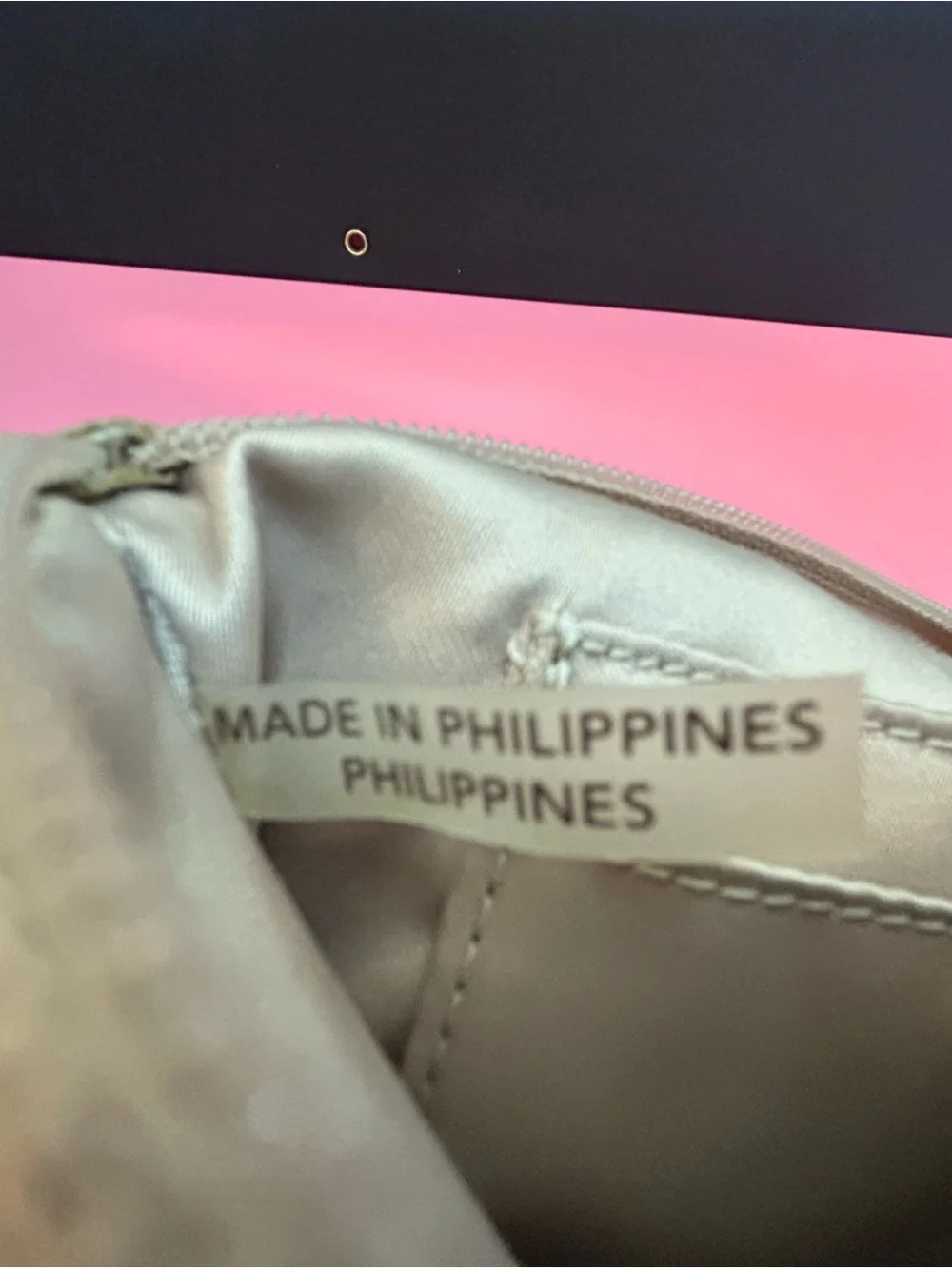 Coach Beige Stripe Wristlet with Pink Accents